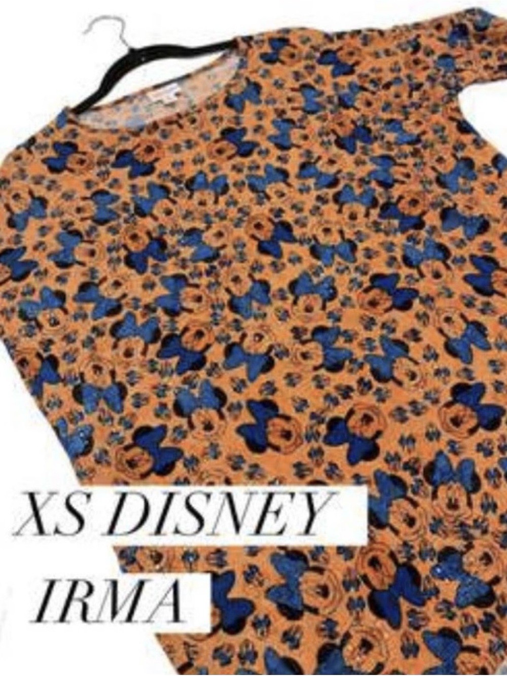 LuLaRoe Irma Orange Disney Minnie Mouse Unicorn Short Sleeve Crew Neck Tunic Tee
